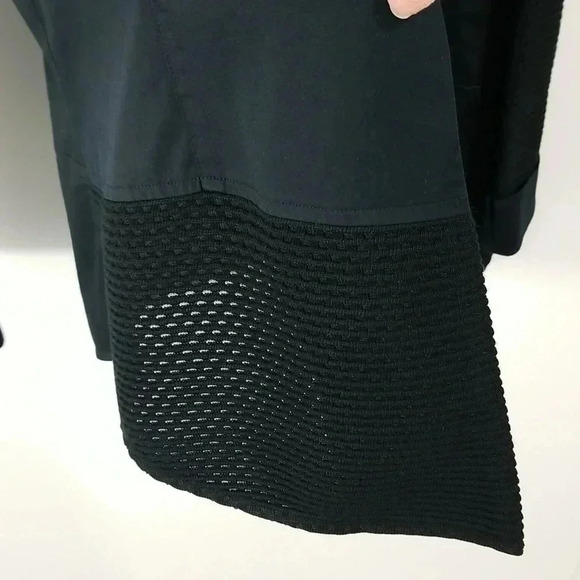 {Ming Wang} Black Mesh Long Sleeves Collar Tapered Back Open Jacket - Picture 10 of 17